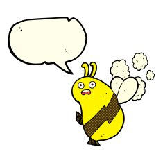 funny cartoon bee with speech bubble N10