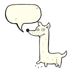 funny cartoon dog with speech bubble N8