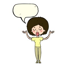 cartoon peaceful woman with speech bubble N6