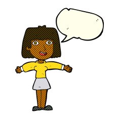 cartoon excited woman with speech bubble N68