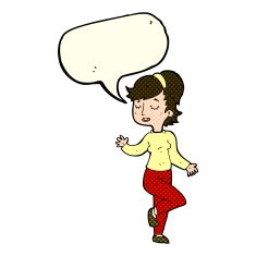 cartoon dancing woman with speech bubble N27