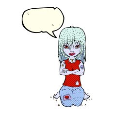 cartoon vampire girl with speech bubble N124