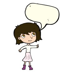 cartoon happy girl with speech bubble N44
