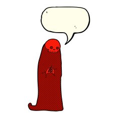 cartoon halloween ghoul with speech bubble N5