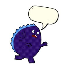 cartoon monster with speech bubble N26