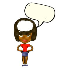cartoon woman thinking with speech bubble N21