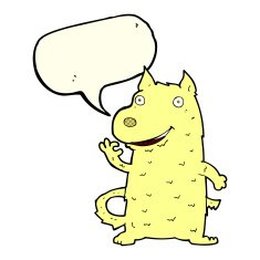 cartoon happy dog with speech bubble N40