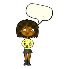 cartoon happy woman with speech bubble N136