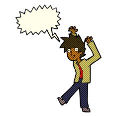 cartoon excited boy with speech bubble N77