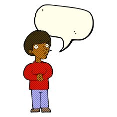 cartoon nervous man with speech bubble N74