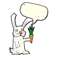 cartoon rabbit with carrot speech bubble N5