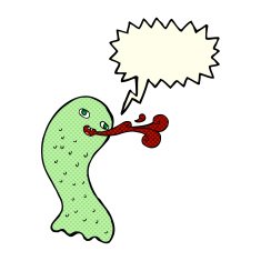 funny cartoon ghost with speech bubble N47