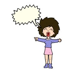 cartoon stressed out woman talking with speech bubble N6