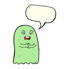 funny cartoon ghost with speech bubble N49