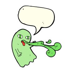 funny cartoon ghost with speech bubble N54