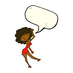 cartoon dancing woman with speech bubble N28