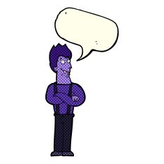 cartoon happy vampire with speech bubble N22