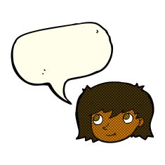 cartoon female face with speech bubble N81