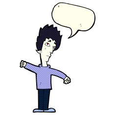 cartoon vampire man with speech bubble N67