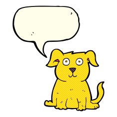 cartoon happy dog with speech bubble N42