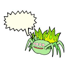 cartoon spooky spider with speech bubble N5