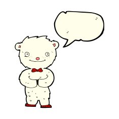 cartoon little polar bear with speech bubble N6