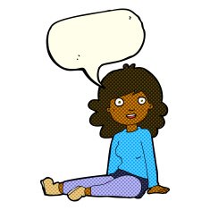 cartoon happy woman with speech bubble N139