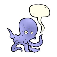 cartoon octopus with speech bubble N16