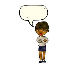 cartoon annoyed woman with speech bubble N102