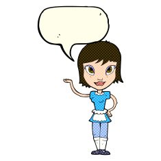 cartoon maid with speech bubble N22