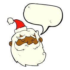 cartoon santa claus face with speech bubble N6