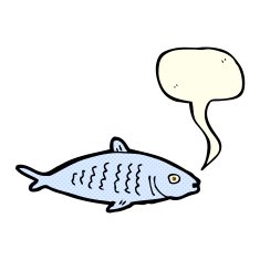 cartoon fish with speech bubble N42
