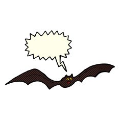 cartoon bat with speech bubble N10