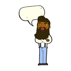 cartoon happy man with beard speech bubble N22