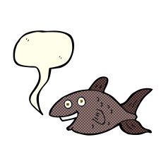 cartoon fish with speech bubble N43