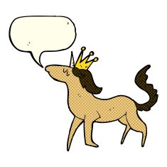 cartoon unicorn with speech bubble N22