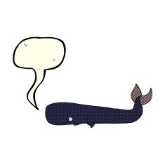 cartoon whale with speech bubble N19