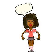cartoon girl fight with speech bubble N6