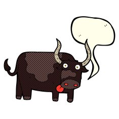cartoon bull with speech bubble N15