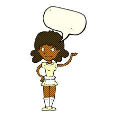 cartoon maid with speech bubble N23