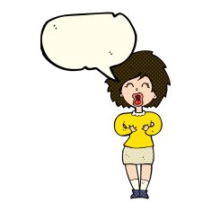 cartoon screaming woman with speech bubble N6