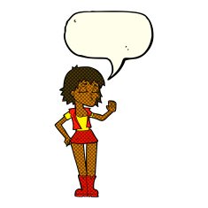 cartoon cool girl with speech bubble N15