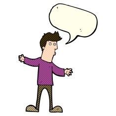 cartoon curious man with speech bubble N39