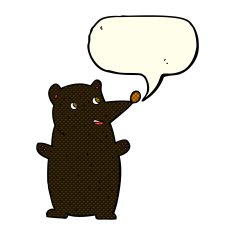 funny cartoon black bear with speech bubble N12