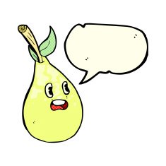 cartoon pear with speech bubble N5
