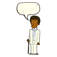 cartoon unhappy gentleman with speech bubble N6