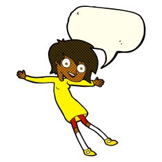 cartoon crazy excited girl with speech bubble N5