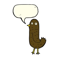 funny cartoon bird with speech bubble N71