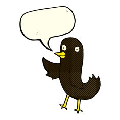 funny cartoon bird with speech bubble N72