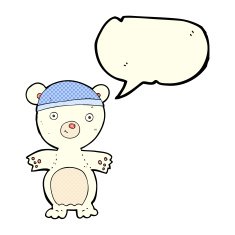 cartoon cute polar bear with speech bubble N39